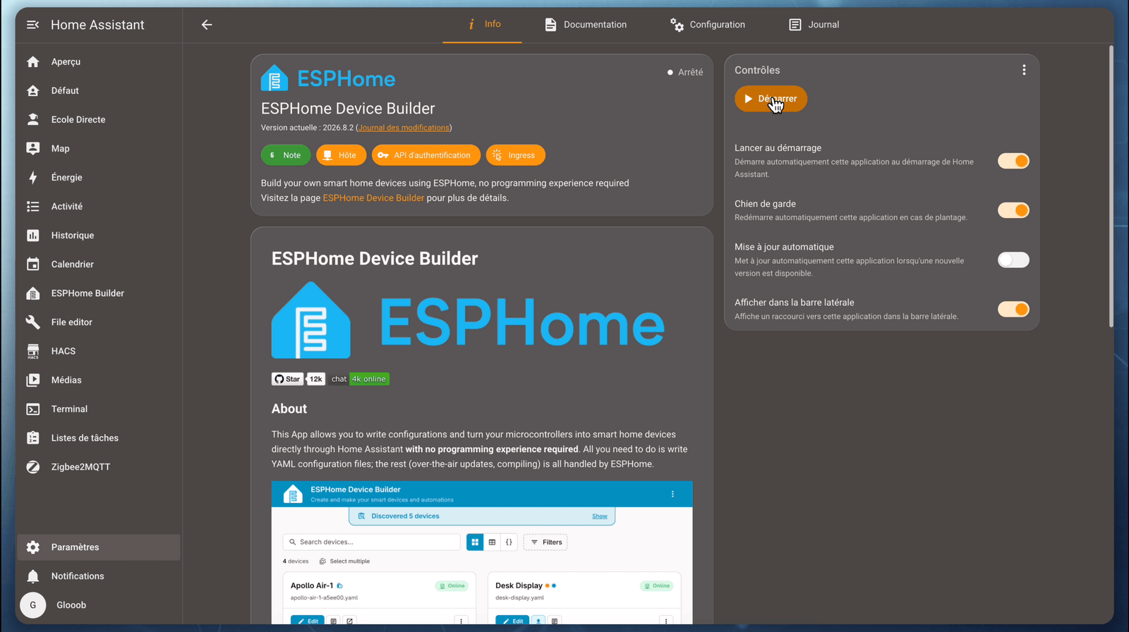 ESPHome installé