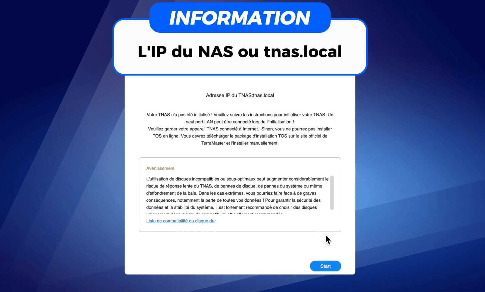 tnas.local - premier démarrage