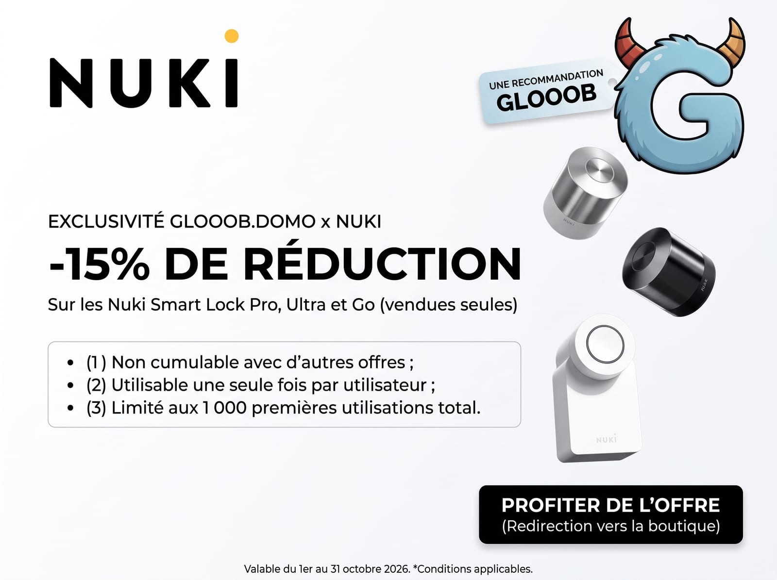 Code promo exclusif chez Nuki : -15% (voir conditions)